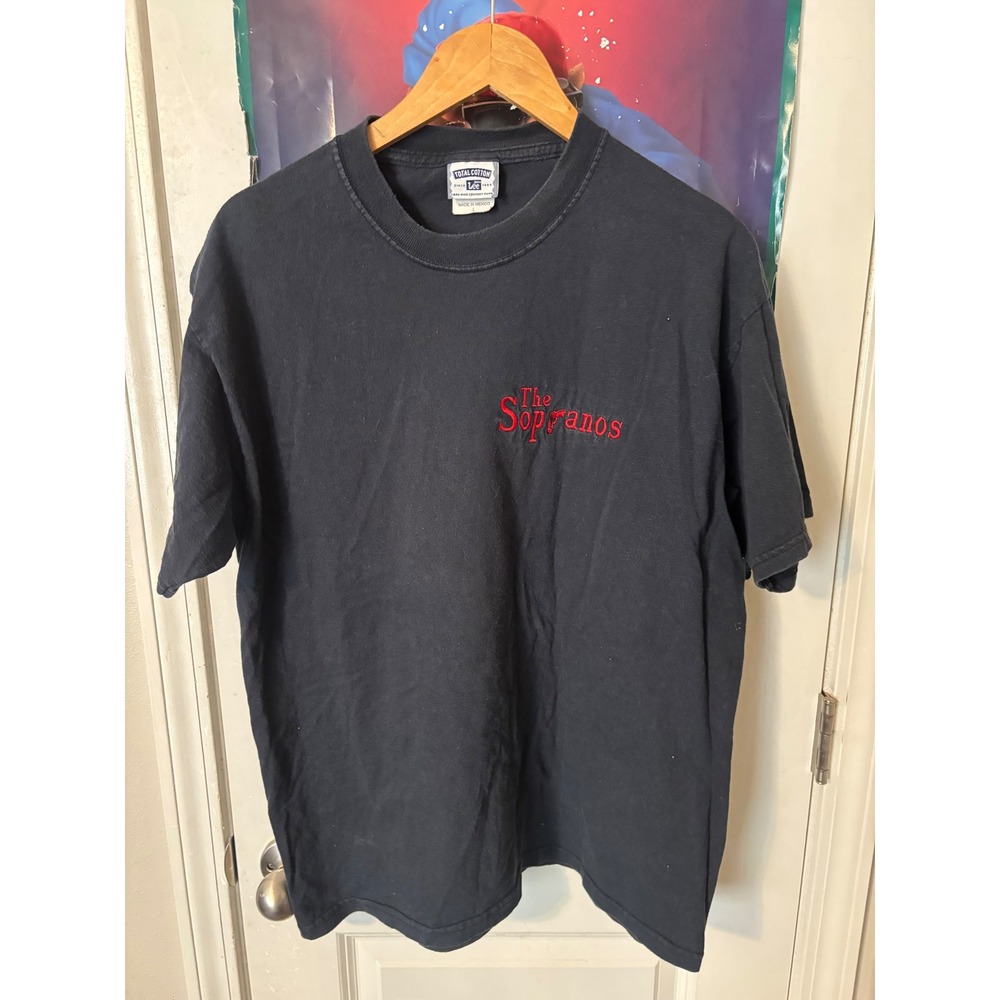 Vintage The Sopranos Embroidered T-Shirt Lee Total Cotton Black Mens Large HBO